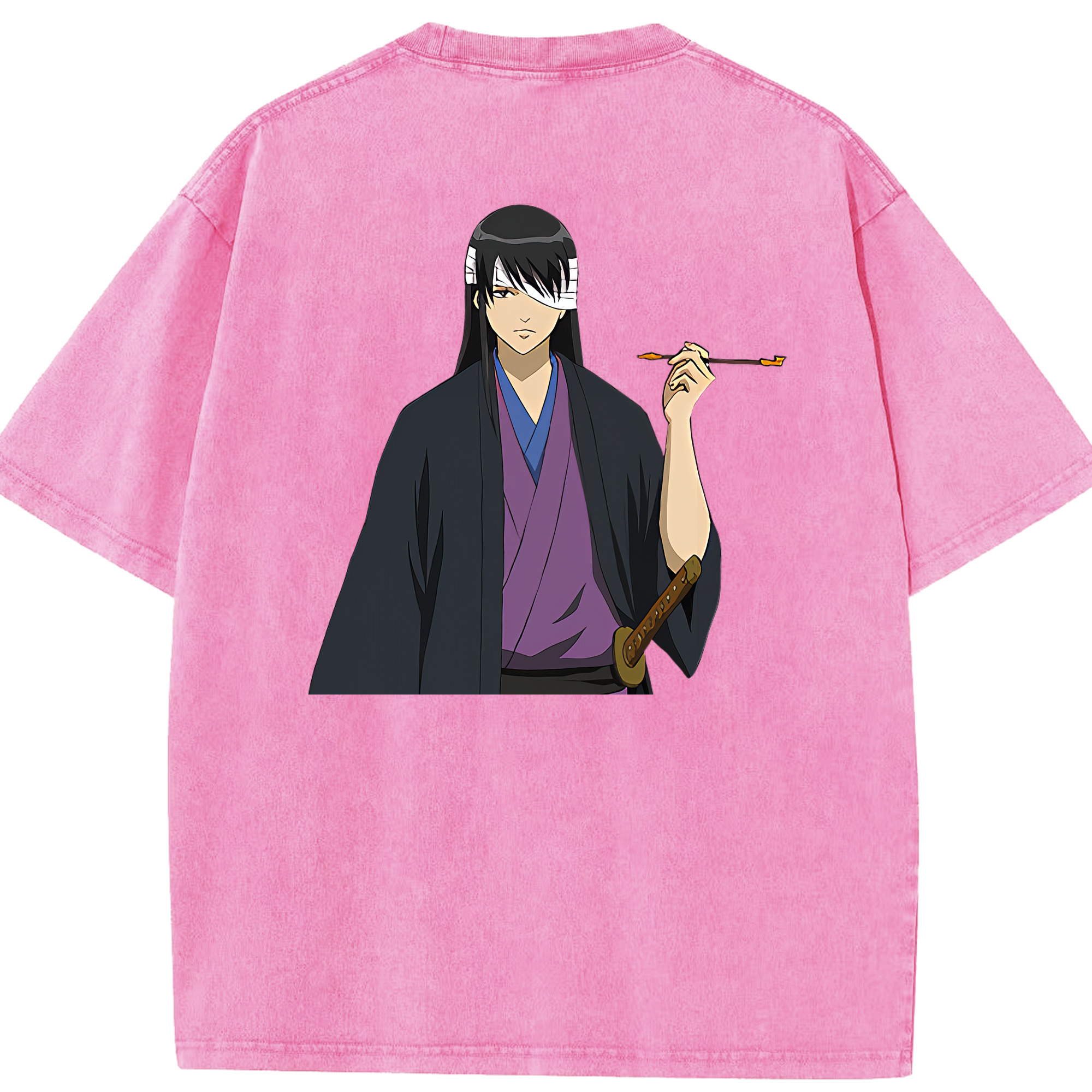 （画像用） ぎんたま 坂田銀時（さかたぎんとき） 神楽 志村新八（しむら しんぱち） GINTAMA Sakata Gintoki Kagura Shimura Shinpachi 綿100% ヴィンテージ風 半袖Tシャツ（背面プリント）